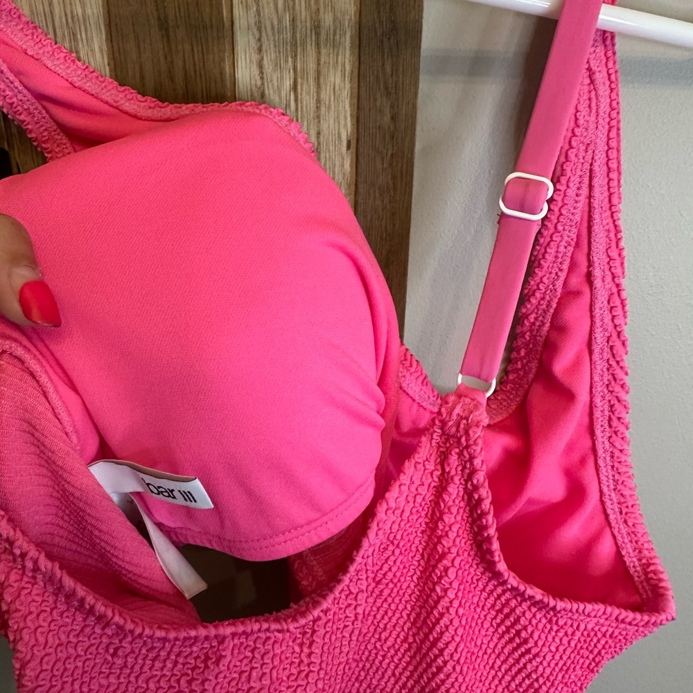Bar III Hot Pink Textured Bikini Top - Picture 5 of 5